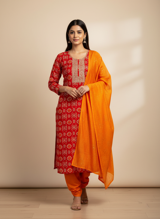 Heritage Heirloom Maroon Cotton Unstitched Salwar Kameez With Cotton Dupatta