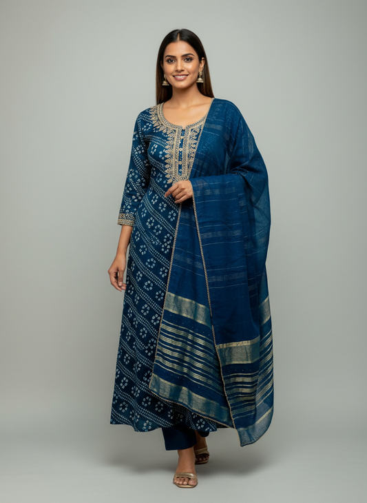 Statement Look Peacock Unstitched Cotton Salwar Kameez With Cotton Dupatta