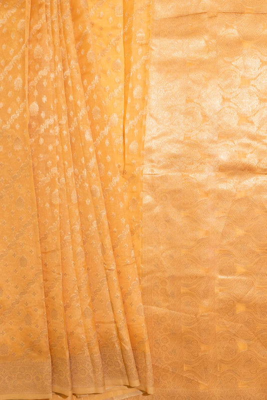 Chanderi Cotton Digital Printed Saree With Woven Zari