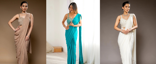 Ready-to-Wear Elegance: Sarees with Stitched Blouse Online 2025