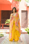 Mustard Tissue Short Top Sharara Set With Shrug (Ft:-Rishu Diwan Lamba)