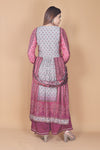 Grey Muslin Embroidered Readymade Suit With Dupatta