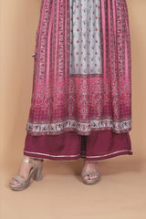 Grey Muslin Embroidered Readymade Suit With Dupatta