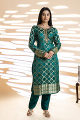Banarasi Silk Readymade Suit With Chinon Dupatta