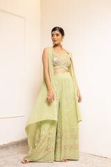 Georgette Short Top Sharara Set With Shrug