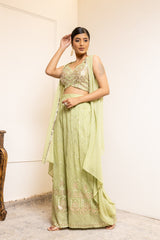 Georgette Short Top Sharara Set With Shrug