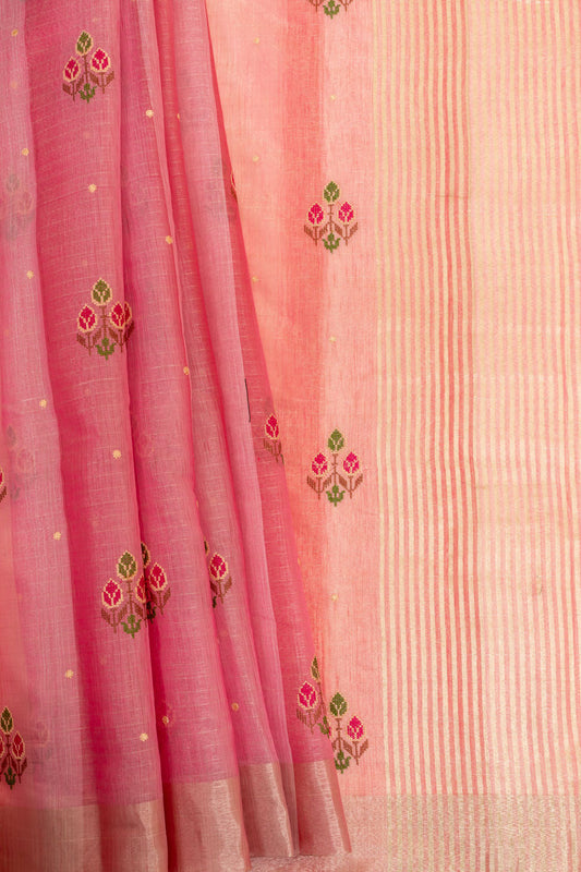 Gajari Cotton Banarasi Woven Zari Saree With Unstitched Blouse