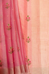 Gajari Cotton Banarasi Woven Zari Saree With Unstitched Blouse