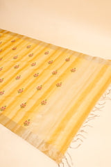 Mango Gold Cotton Banarasi Woven Zari Saree With Unstitched Blouse