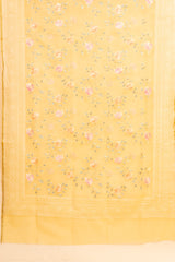 Mango Gold Organza Embroidered Saree With Unstitched Blouse