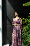 Onion Cotton Digital Print Saree With Unstitched Blouse