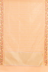 Peach Organza Banarasi Woven Zari Saree With Unstitched Blouse