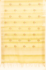 Pista Cotton Banarasi Woven Zari Saree With Unstitched Blouse