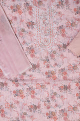 Cotton Unstitched Suit And Dupatta With Floral Print