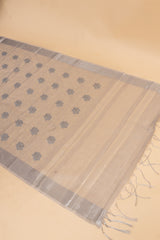 Linen Threadwork Embroidered Saree Woven Zari