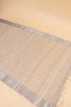 Grey Woven Zari & Threadwork Cotton Saree With Unstitched Blouse