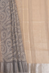 Cotton Embroidered Saree With Woven Zari