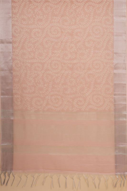 Cotton Embroidered Saree With Woven Zari