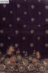 Mauve Crepe Unstitched Suit With Chinon Dupatta