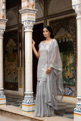 Georgette Readymade Sharara Set With Net Dupatta