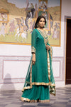 Rama Georgette Readymade Sharara Set With Net Dupatta