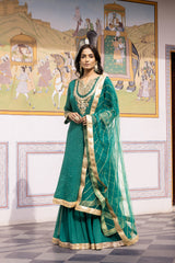 Rama Georgette Readymade Sharara Set With Net Dupatta