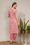 Pink Digital Printed Cotton Readymade Suit With Pant