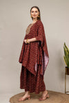 Maroon Muslin Readymade Sharara Set With Muslin Dupatta