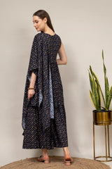 Blue Muslin Kurti And Sharara With Muslin Dupatta