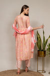 Peach Cotton Readymade Suit And Pant With Chiffon Dupatta