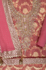 Tissue Embroidered Unstitched Suit With Dupatta