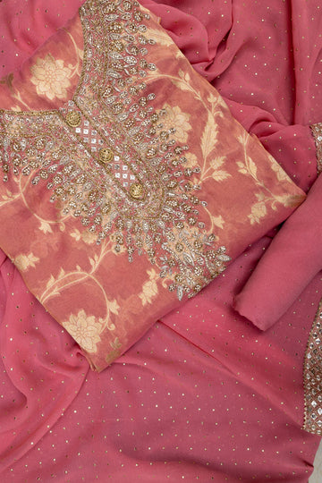 Gajari Tissue Embroidered Unstitched Suit With Dupatta