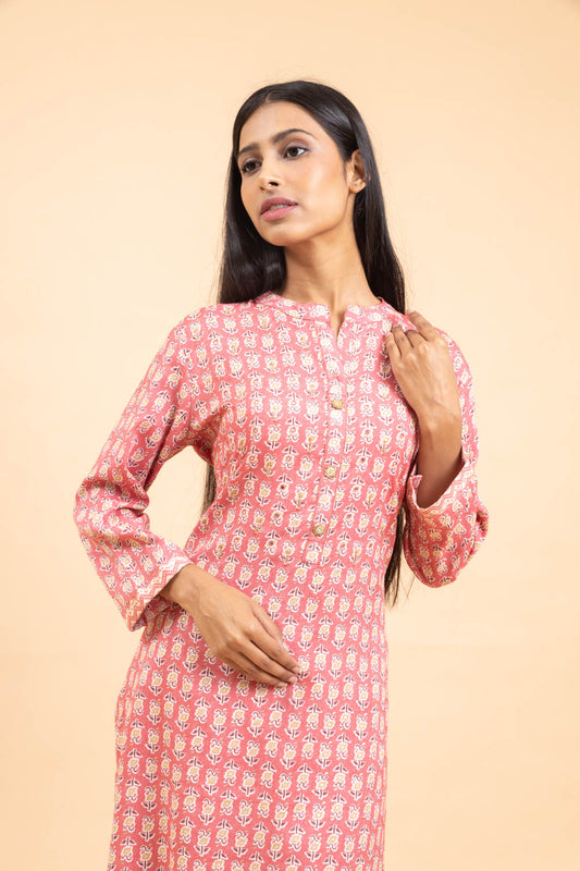 Gajari Cotton Embroidered Kurti With Pant