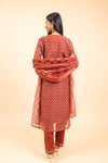 Maroon Organza Readymade Suit And Pant With Chanderi Cotton Dupatta