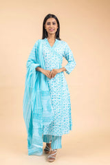 Cotton Kurti And Pant With Cotton Dupatta