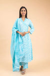 Firozi Cotton Readymade Suit And Pant With Cotton Dupatta