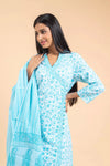 Firozi Cotton Readymade Suit And Pant With Cotton Dupatta