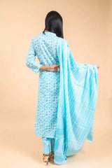 Cotton Kurti And Pant With Cotton Dupatta