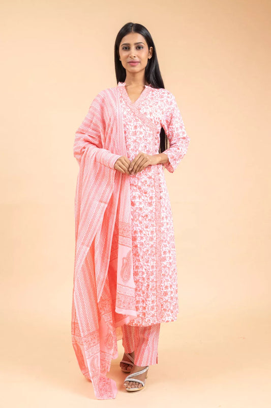 Gajari Cotton Readymade Suit And Pant With Cotton Dupatta