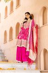 Rani Dolna Readymade Sharara Set With Khaddi Georgette Dupatta