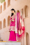 Rani Dolna Readymade Sharara Set With Khaddi Georgette Dupatta