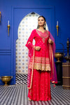 Rani Chinon Readymade Sharara Set With Net Dupatta