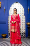 Rani Chinon Readymade Sharara Set With Net Dupatta