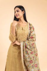 Tussar Chanderi Cotton Kurti And Pant With Dupatta