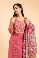 Chanderi Cotton Kurti And Pant With Dupatta