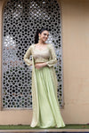 Pista Georgette Short Top Sharara Set With Shrug