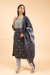 Black Cotton Readymade Suit And Pant With Cotton Dupatta