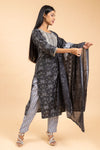 Black Cotton Readymade Suit And Pant With Cotton Dupatta