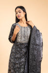 Black Cotton Readymade Suit And Pant With Cotton Dupatta