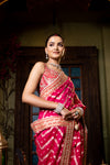 Rani Organza Embroidered Sequence Saree With Readymade Blouse